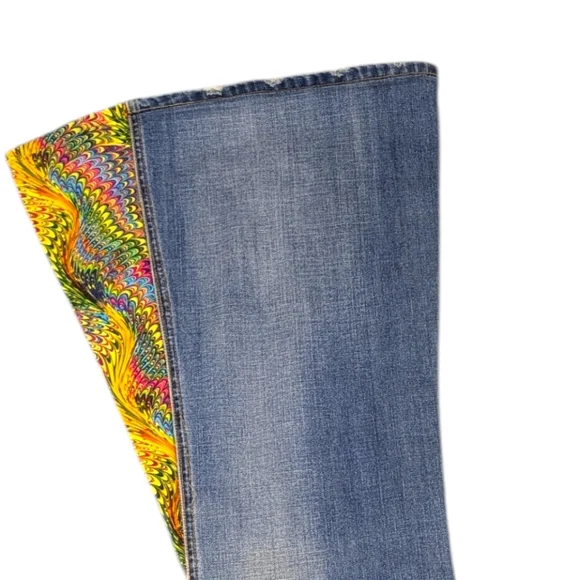 Energie X-Perience Y2K Custom Bell Bottom sz 31 Psychedelic Festival Flare J1737 - Picture 9 of 10